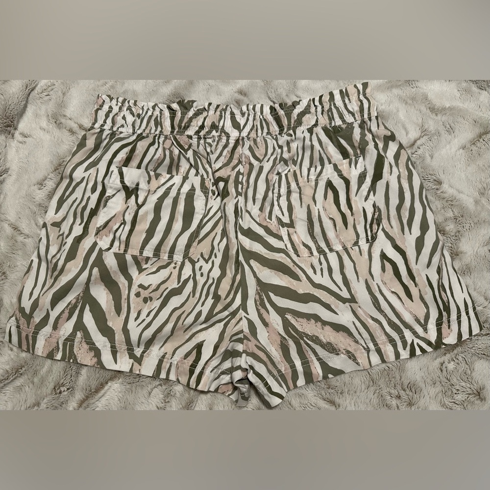 Calypso St. Barth High Waist Zebra Print Shorts - Green and Cream - Picture 8 of 11